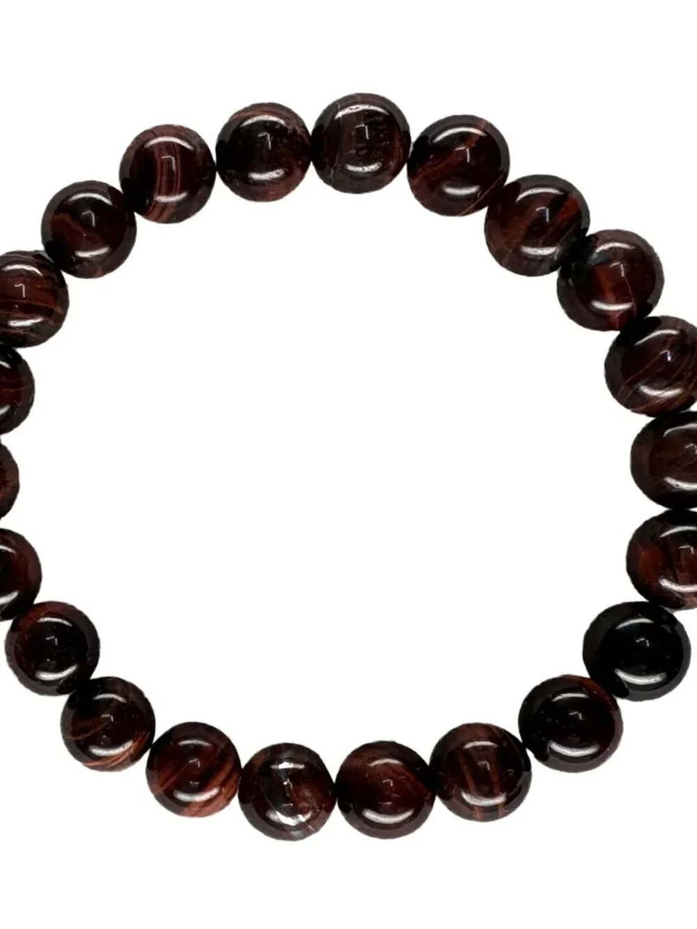 8mm Natural Red Tiger Eye Bead Bracelet Genuine Crystal Custom Size Chatoyant